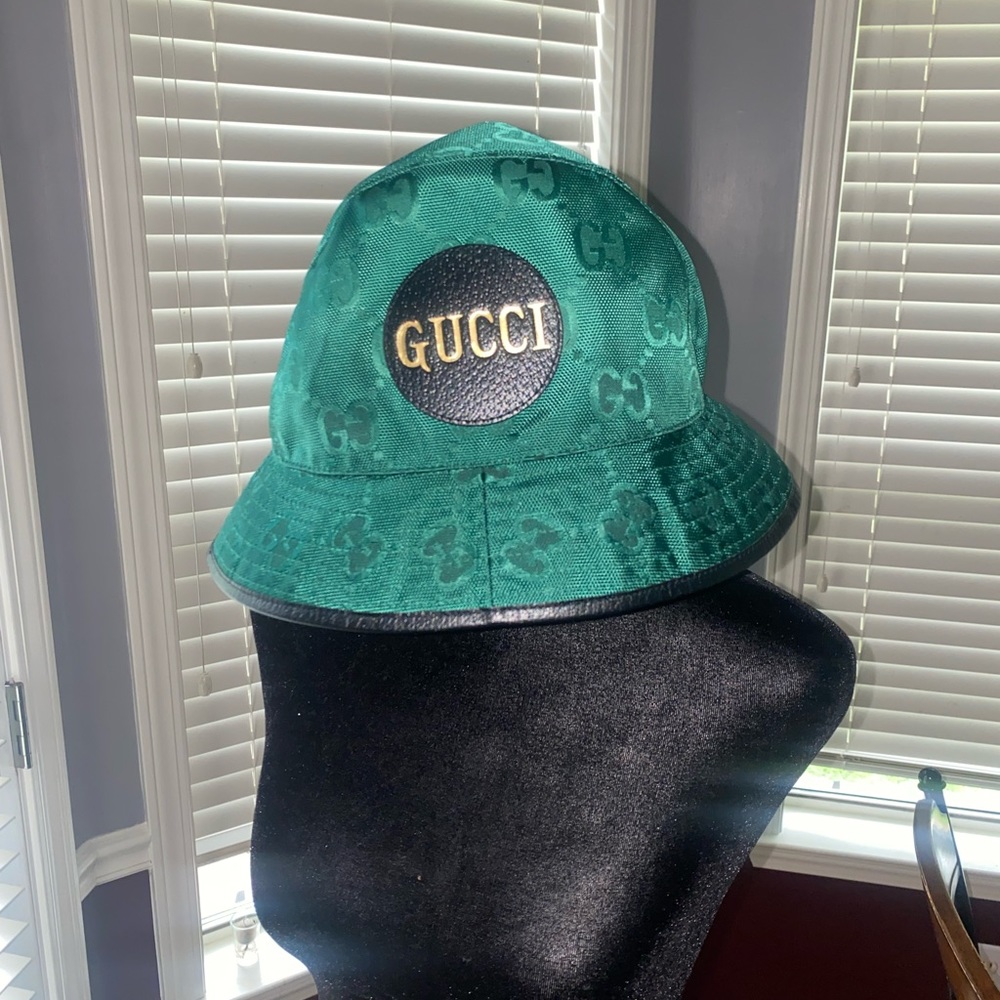 Gucci Green Nylon Monogram Bucket Hat